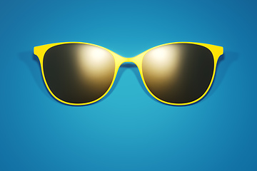 Image showing yellow glasses on blue background