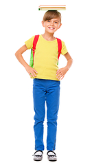 Image showing Portrait of a cute little schoolgirl with backpack