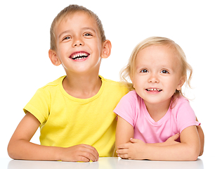 Image showing Portrait of a cute little girl and boy
