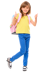 Image showing Little schoolgirl with a backpack