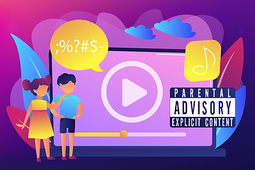 Image showing Parental advisory music concept vector illustration.