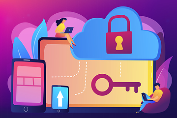 Image showing Cloud computing security concept vector illustration.