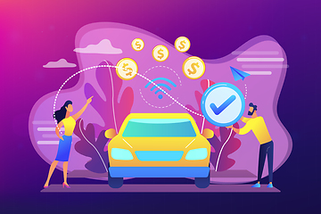 Image showing In vehicle payments concept vector illustration.