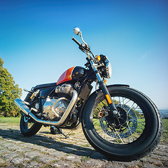 Image showing classic motorcycle outdoors