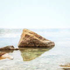 Image showing red rock in the lake