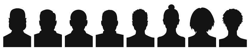 Image showing Male and female head silhouettes avatar profile icons