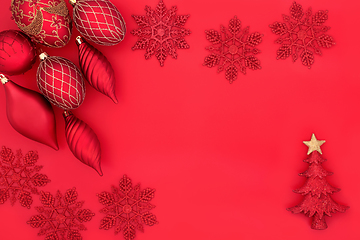 Image showing Christmas Red Bauble Background Composition
