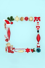 Image showing Minimal Square Christmas Wreath with Traditional Decorations