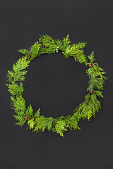 Image showing Cedar Cypress Wreath for Winter Solstice