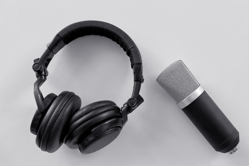 Image showing headphones and microphone on white background