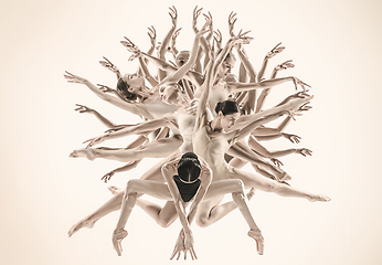 Image showing The group of modern ballet dancers. Contemporary art ballet