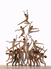 Image showing The group of modern ballet dancers. Contemporary art ballet