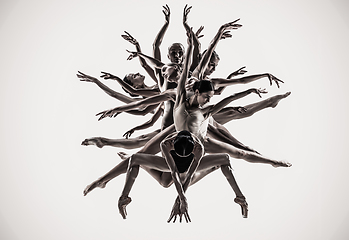 Image showing The group of modern ballet dancers. Contemporary art ballet