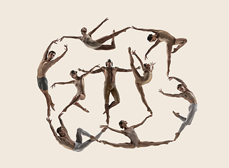 Image showing The group of modern ballet dancers. Contemporary art ballet