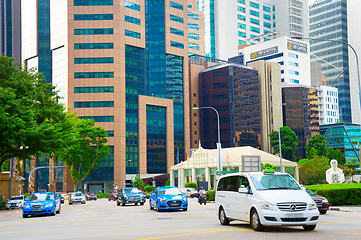 Image showing Car traffic. Downtown of Singapore