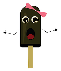Image showing Cute cartoon funny girl ice cream stick  vector or color illustr