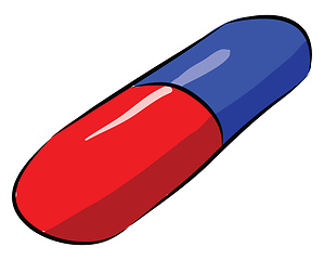 Image showing Red and blue medicine pill vector illustration on white backgrou