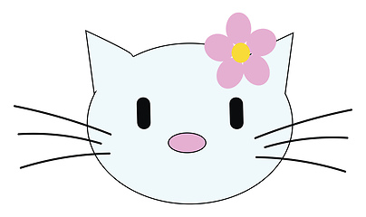 Image showing Hellokitty wearing purple flower illustration vector on white ba