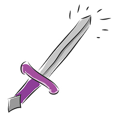 Image showing Silver sword with purple handle vector illustration on white bac