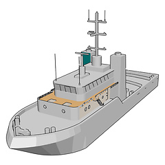 Image showing Simple vetor illustration of a white navy battle ship white back