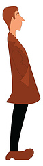 Image showing A boy in a brown coat, vector color illustration.