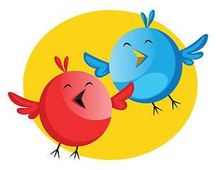 Image showing Funny blue and red bird singing Easter song illustration web vec