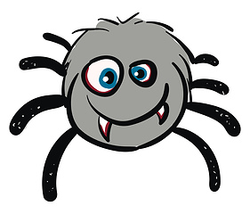 Image showing Funny smiling grey spider with bloody teeth vector illustration 