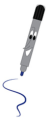 Image showing Blue marker with a face on it looks cute vector or color illustr