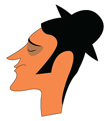 Image showing A man is wearing a small black traditional round hat vector colo