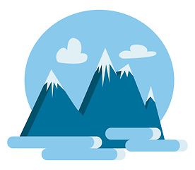 Image showing Blue snow covered mountain vector or color illustration