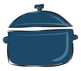 Image showing Clipart of a blue-colored non-stick saucepan provided with a lid