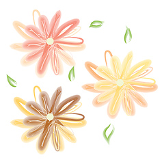 Image showing Three blooming flowers vector or color illustration