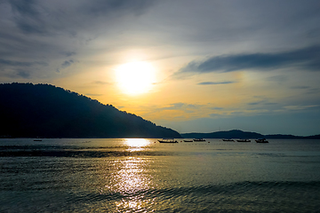 Image showing Teluk Pauh beach at sunset, Perhentian Islands, Malaysia