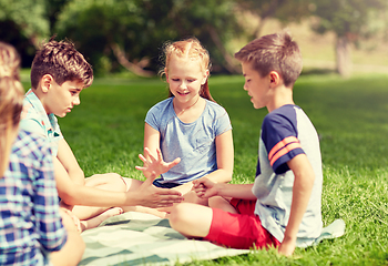 Image showing happy kids playing rock-paper-scissors game