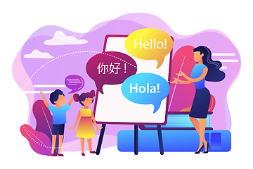 Image showing Language learning camp concept vector illustration.