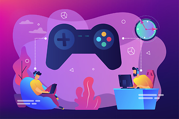 Image showing Gaming disorder concept vector illustration.