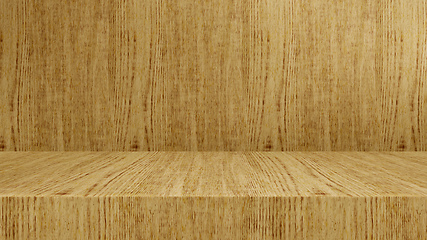 Image showing Empty modern studio table room background, product display with 