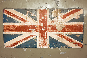 Image showing british flag on a rusty metal plate