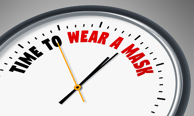 Image showing clock with text time to wear a mask