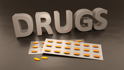 Image showing the word drugs and some pills