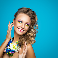 Image showing beautiful girl with flower accessories