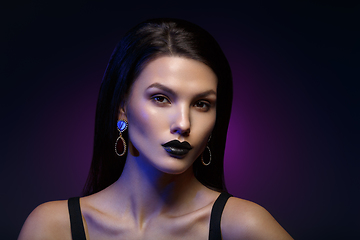 Image showing beautiful girl with black lips