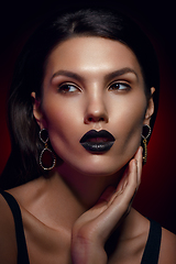 Image showing beautiful girl with black lips