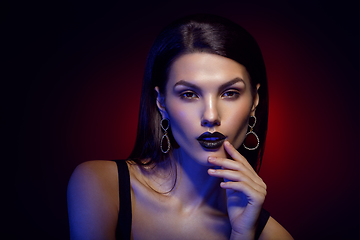 Image showing beautiful girl with black lips