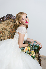 Image showing beautiful girl in wedding gown