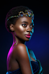 Image showing Beautiful black girl with crystal crown