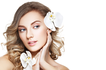 Image showing beautiful blond girl with flower