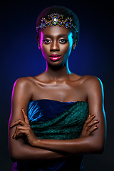 Image showing Beautiful black girl with crystal crown