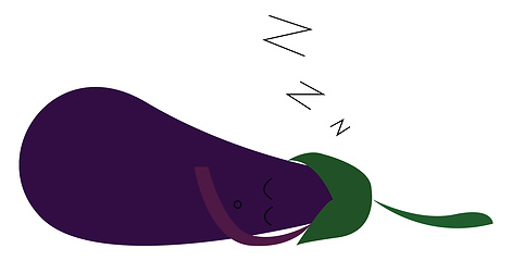 Image showing An eggplant sleeping vector or color illustration