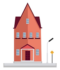 Image showing Simple cartoon red building vector illustartion on white backgro